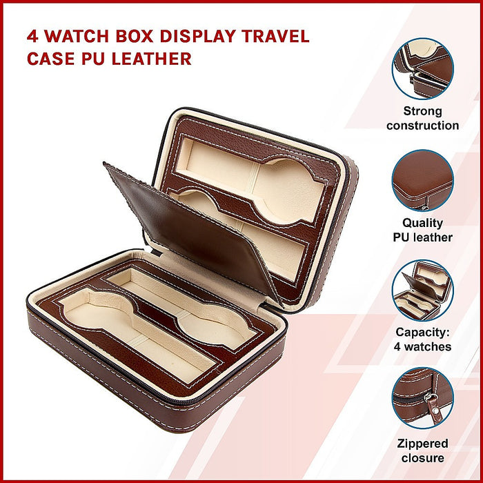 Watch Box Display Travel Case PU Leather