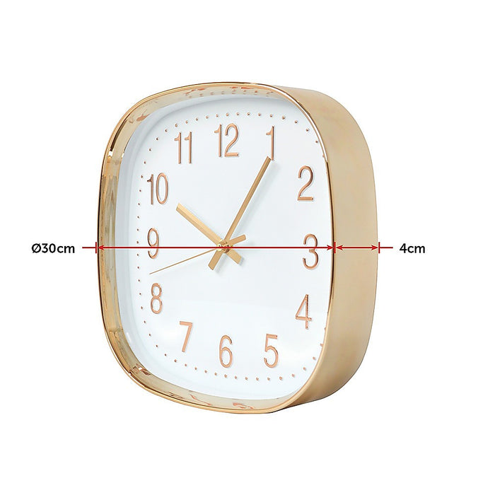 Modern Square Silent Non-Ticking Wall Clock - Gold