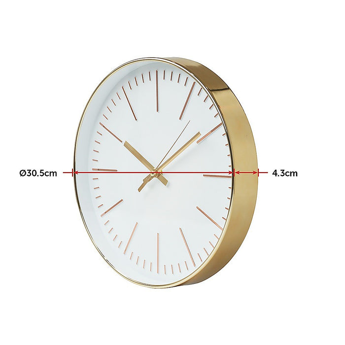 Modern Round Silent Non-Ticking Wall Clock - Gold