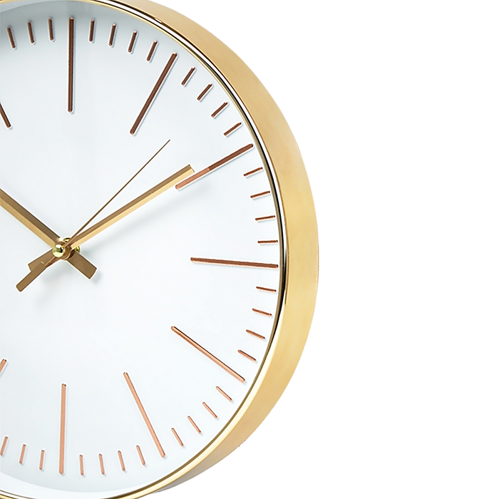 Modern Round Silent Non-Ticking Wall Clock - Gold