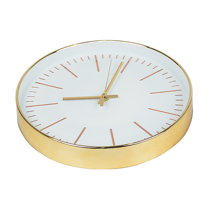 Modern Round Silent Non-Ticking Wall Clock - Gold