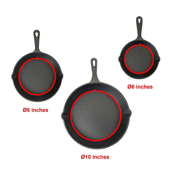 Seasoned Cast Iron Pan Set - 3pcs