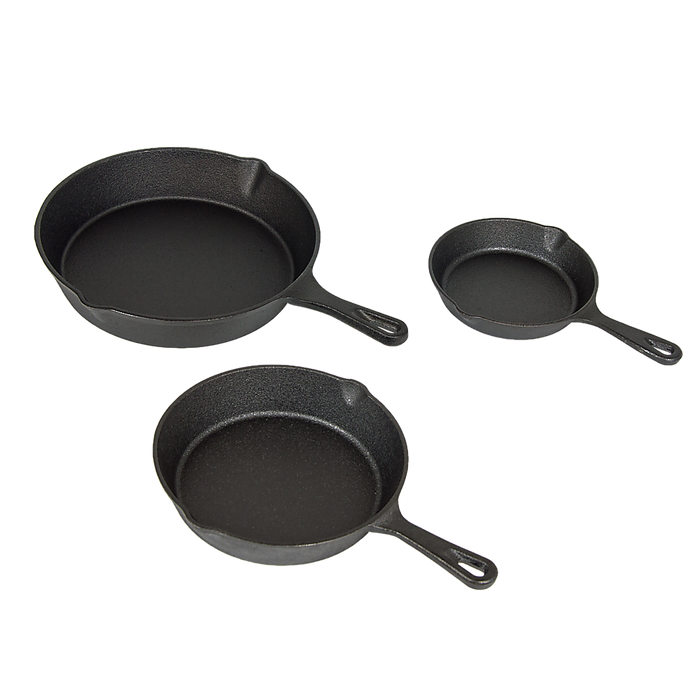 Seasoned Cast Iron Pan Set - 3pcs