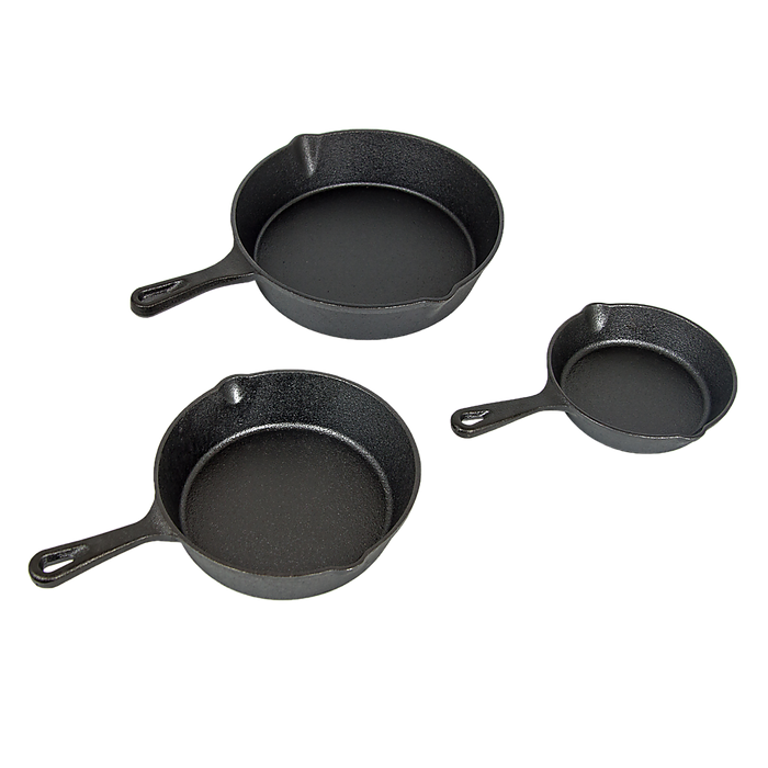 Seasoned Cast Iron Pan Set - 3pcs