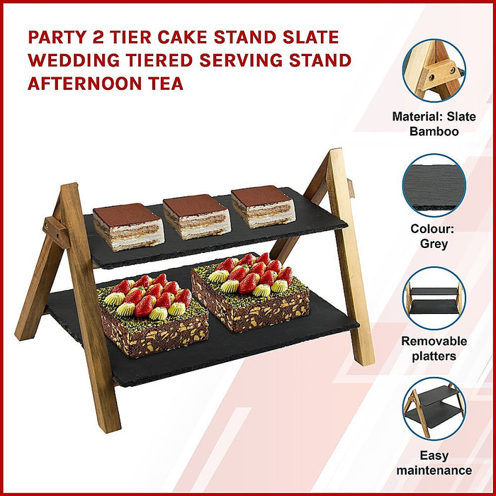 2 Tier Slate Serving Stand