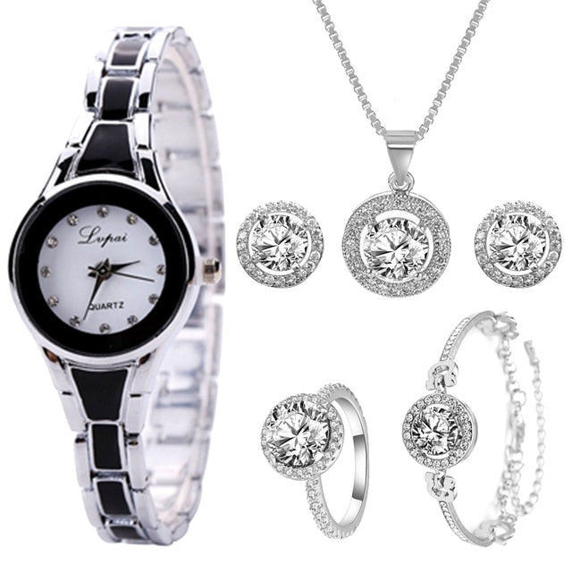 Crystal Watch & Jewellery Set