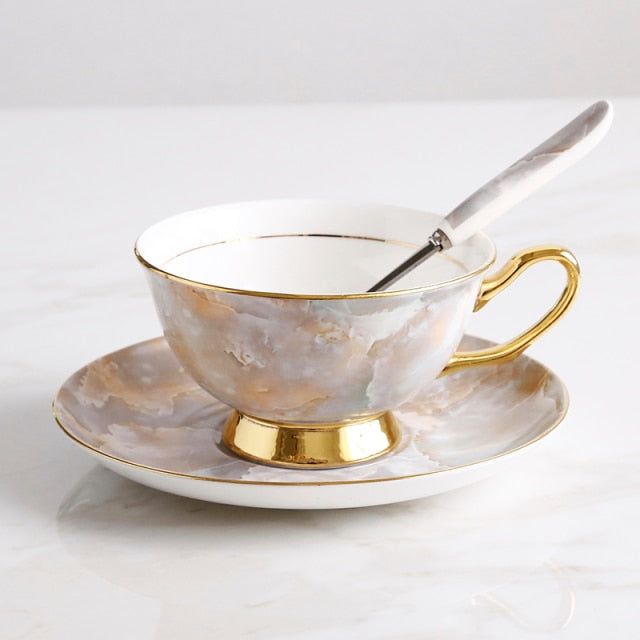 Europe Noble Bone China Cup/Saucer/Spoon Set