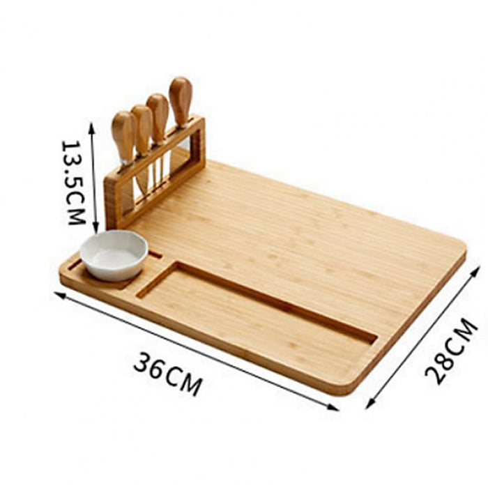 Wooden Cheese Board with Knives