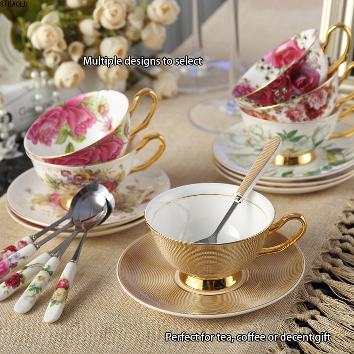 Europe Noble Bone China Cup/Saucer/Spoon Set