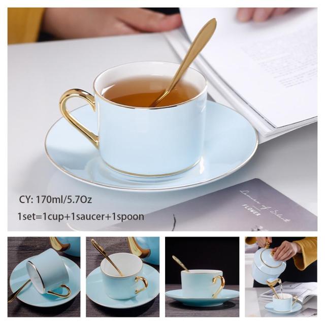 Europe Noble Bone China Cup/Saucer/Spoon Set