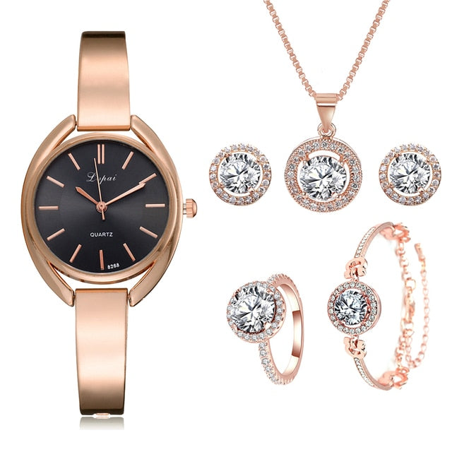 Crystal Watch & Jewellery Set