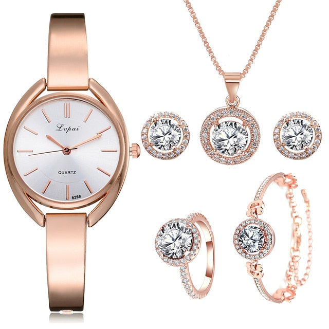 Crystal Watch & Jewellery Set