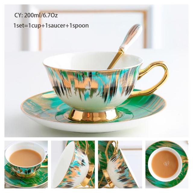 Europe Noble Bone China Cup/Saucer/Spoon Set