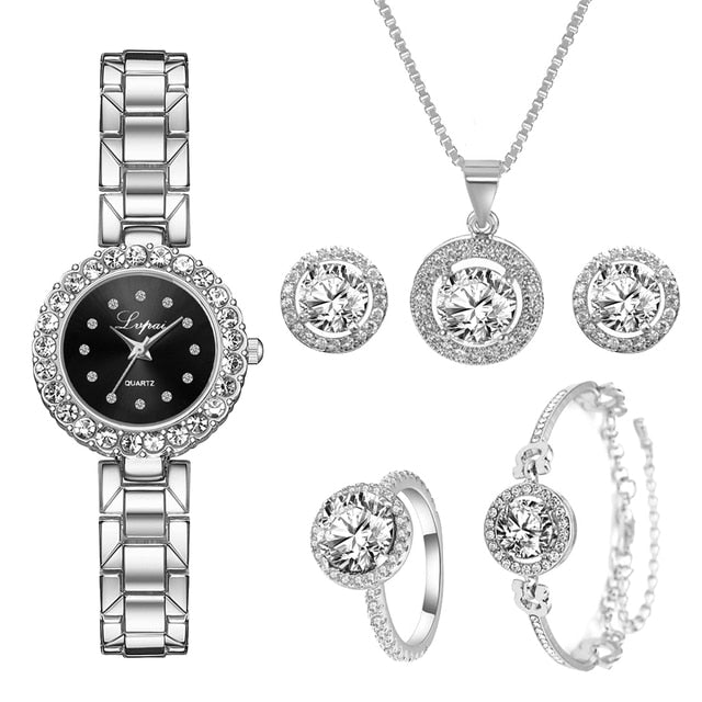 Crystal Watch & Jewellery Set