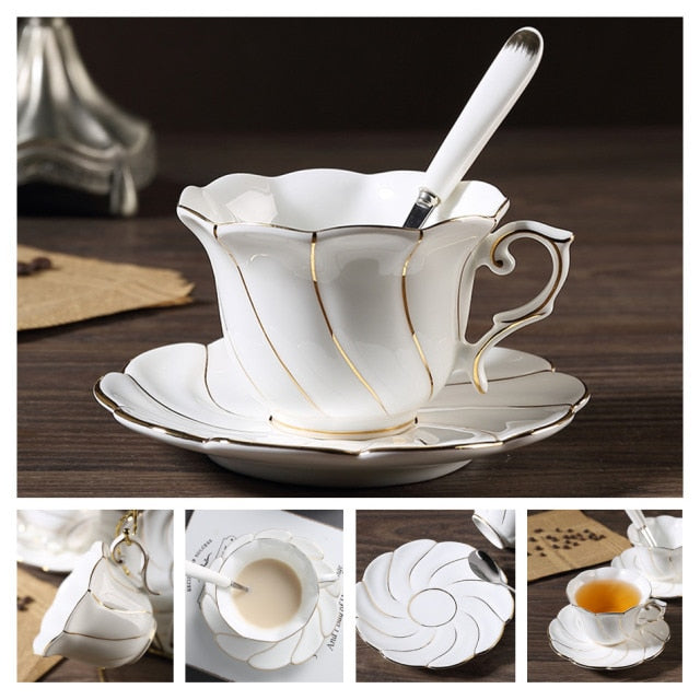 Europe Noble Bone China Cup/Saucer/Spoon Set