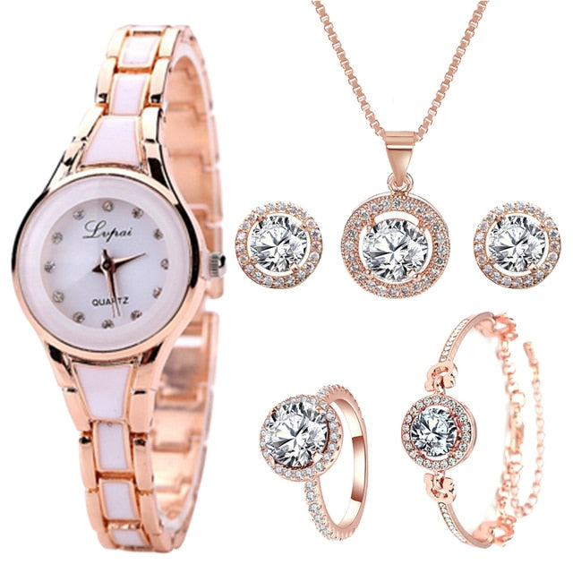 Crystal Watch & Jewellery Set