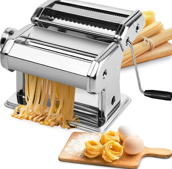 VIKUS Pasta Maker Manual Steel Machine with 8 Adjustable Thickness