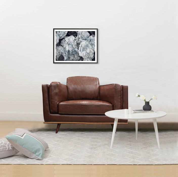 Single Seater Faux Leather Armchair in Brown with Wooden Frame